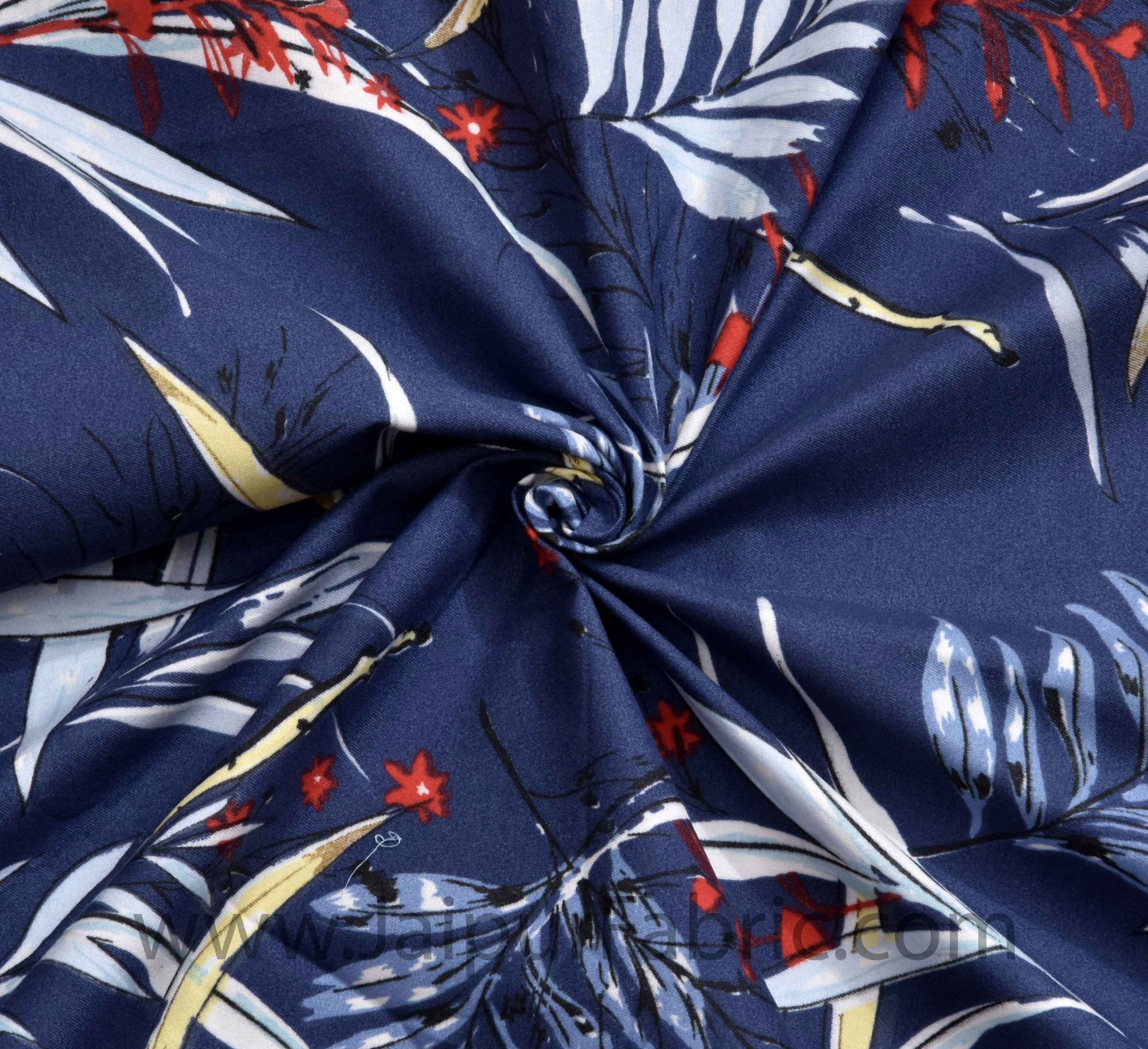 Lush Leafage Navy Blue Double Bedsheet