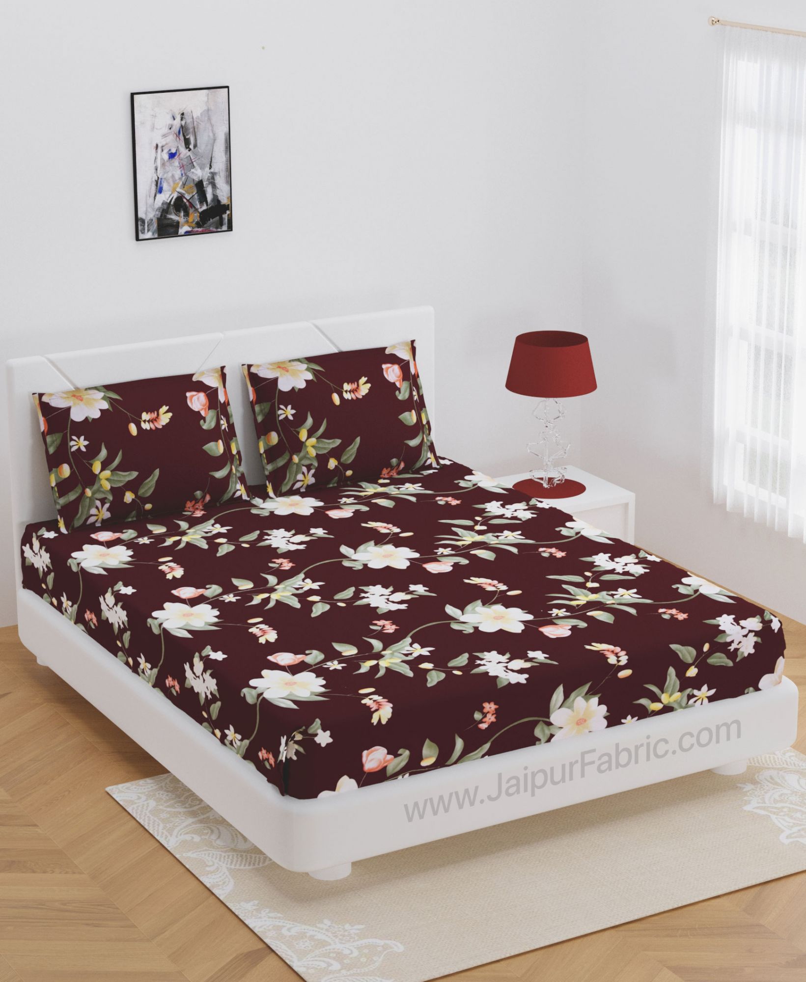 Floral Climber Brown Double Bedsheet