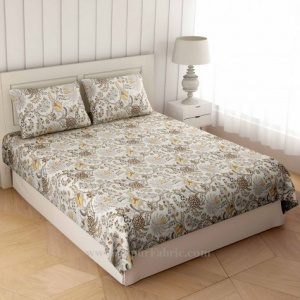 Blossomy Brown Double Bedsheet