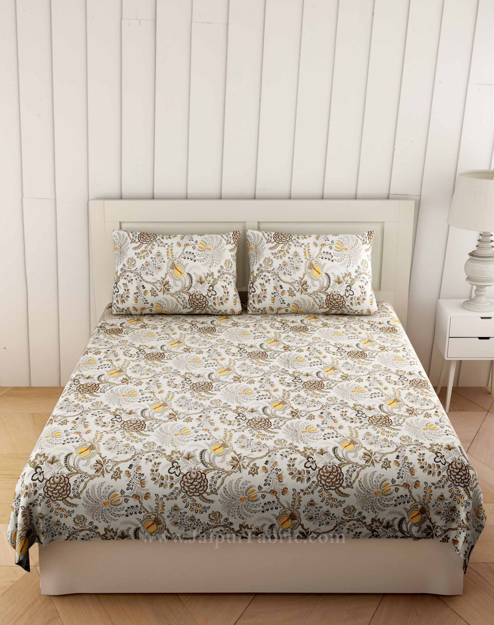 Blossomy Brown Double Bedsheet