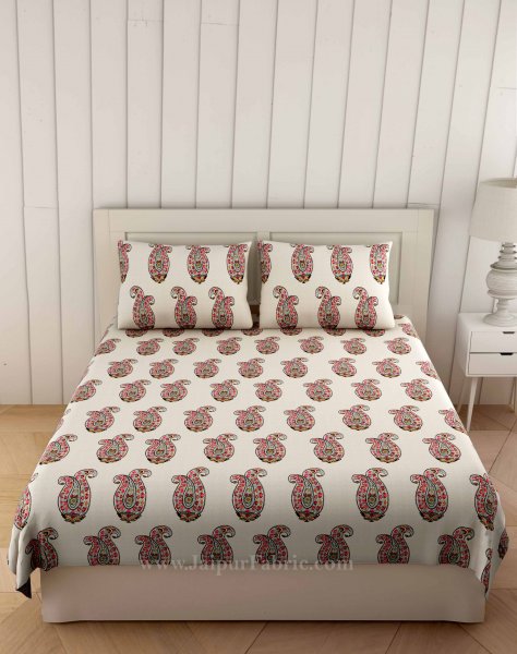 Red Floral Icon Print Double Bedsheet