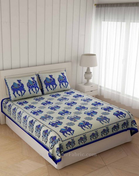 Blue Camel Caravan Double Bedsheet