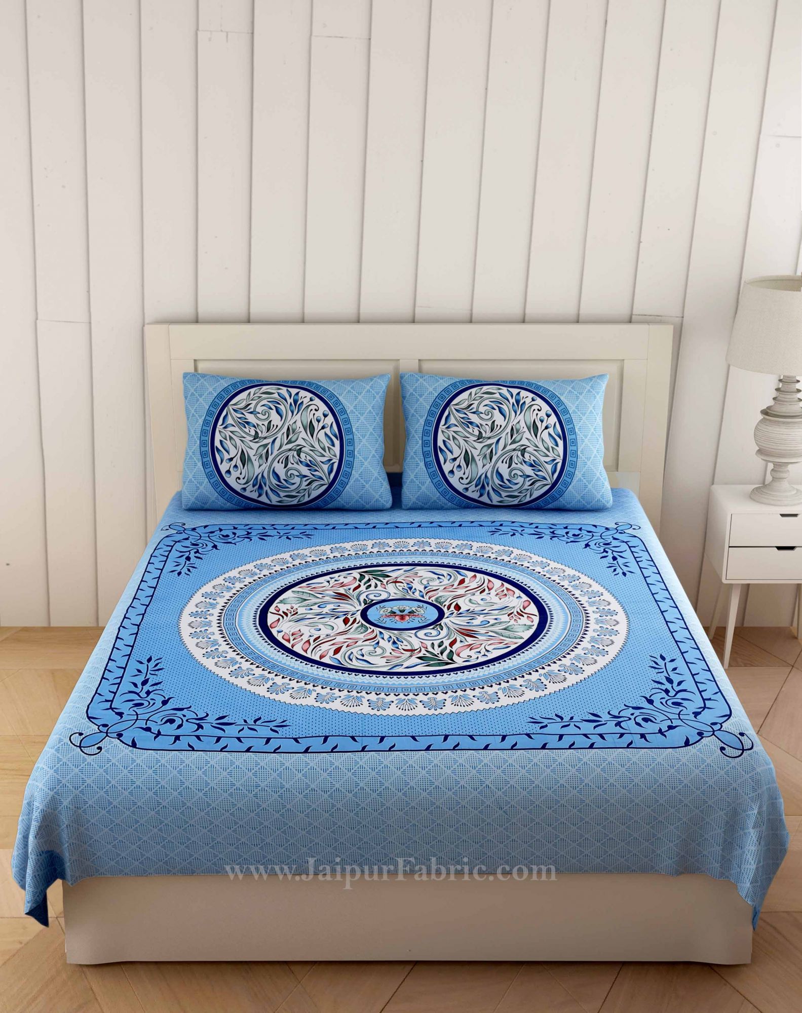 Rich Rangoli Blue Double Bedsheet
