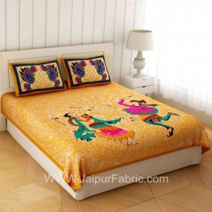 Gorgeous Garba Light Gold Double Bedsheet