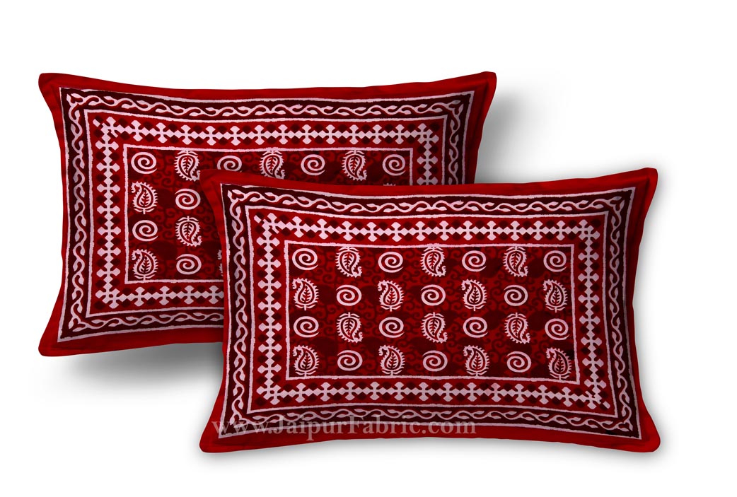 Batique Print Brick Red Double Bedsheet