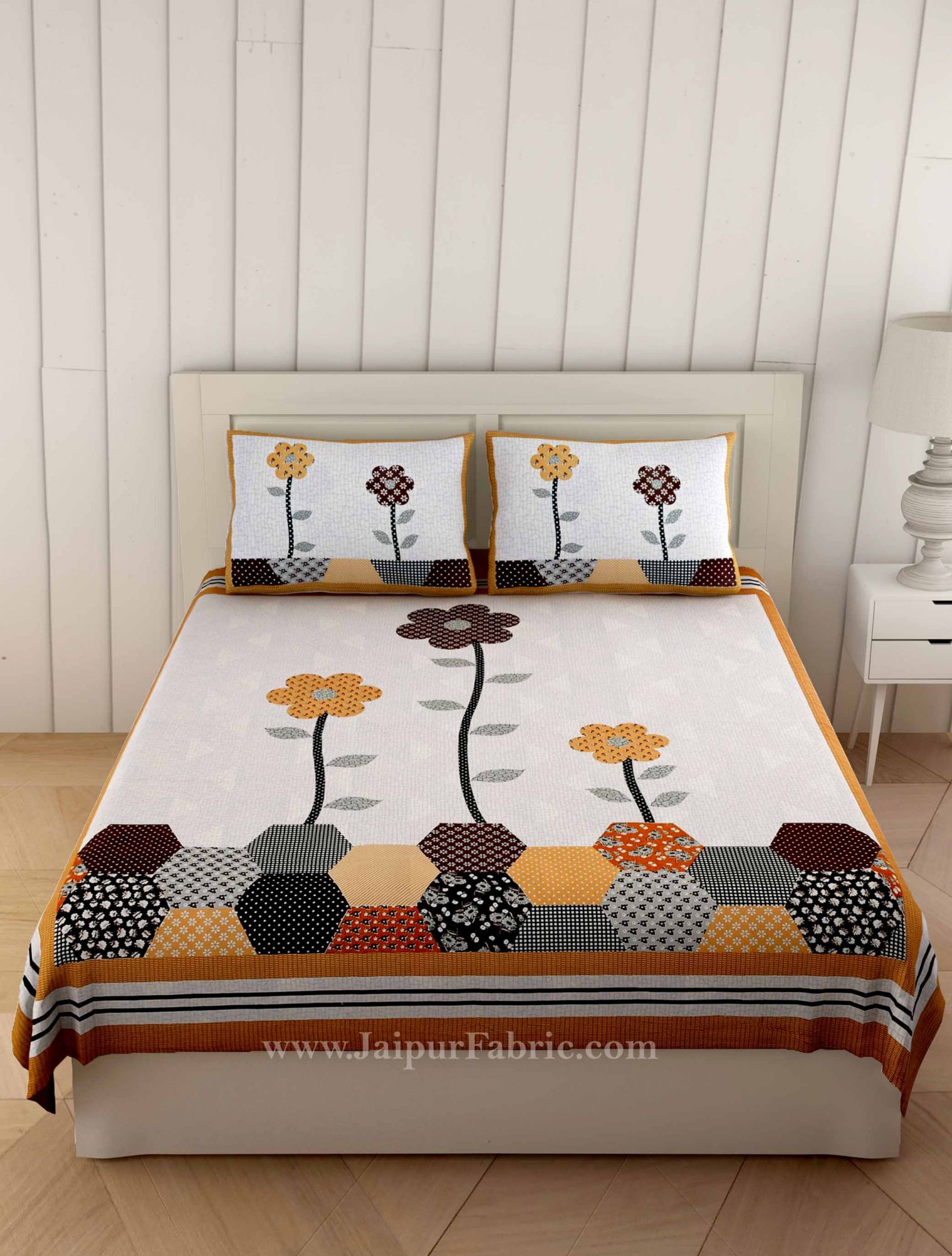 Germinating Yellow Flowers Double Bedsheet