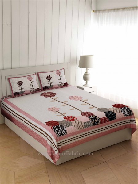 Germinating Pink Flowers  Double Bedsheet