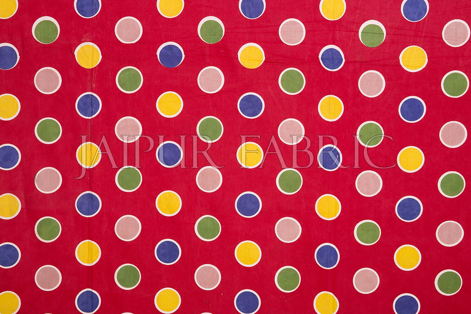 Maroon Base Multi Color Polka Dot Pattern Screen Print Cotton Double Bed Sheet