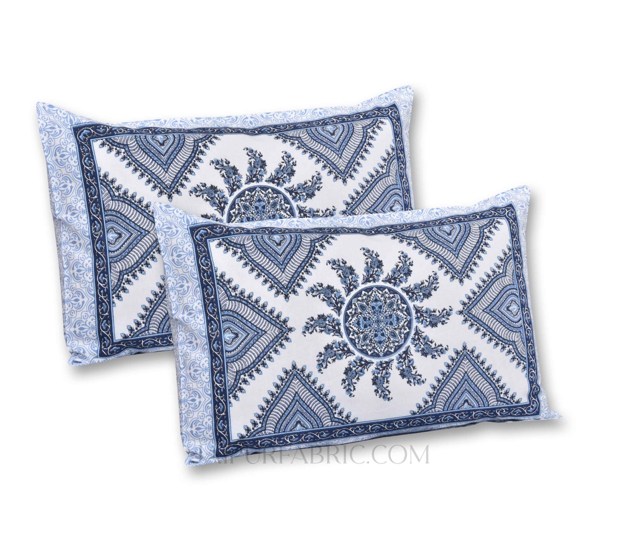 Folk Design Blue Double Bedsheet