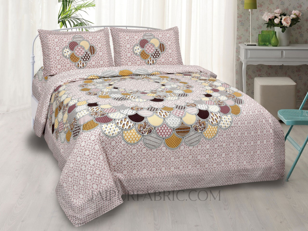 Colorful Discoid Peach Double Bedsheet