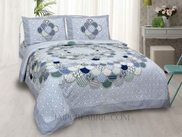 Colorful Discoid Blue Double Bedsheet