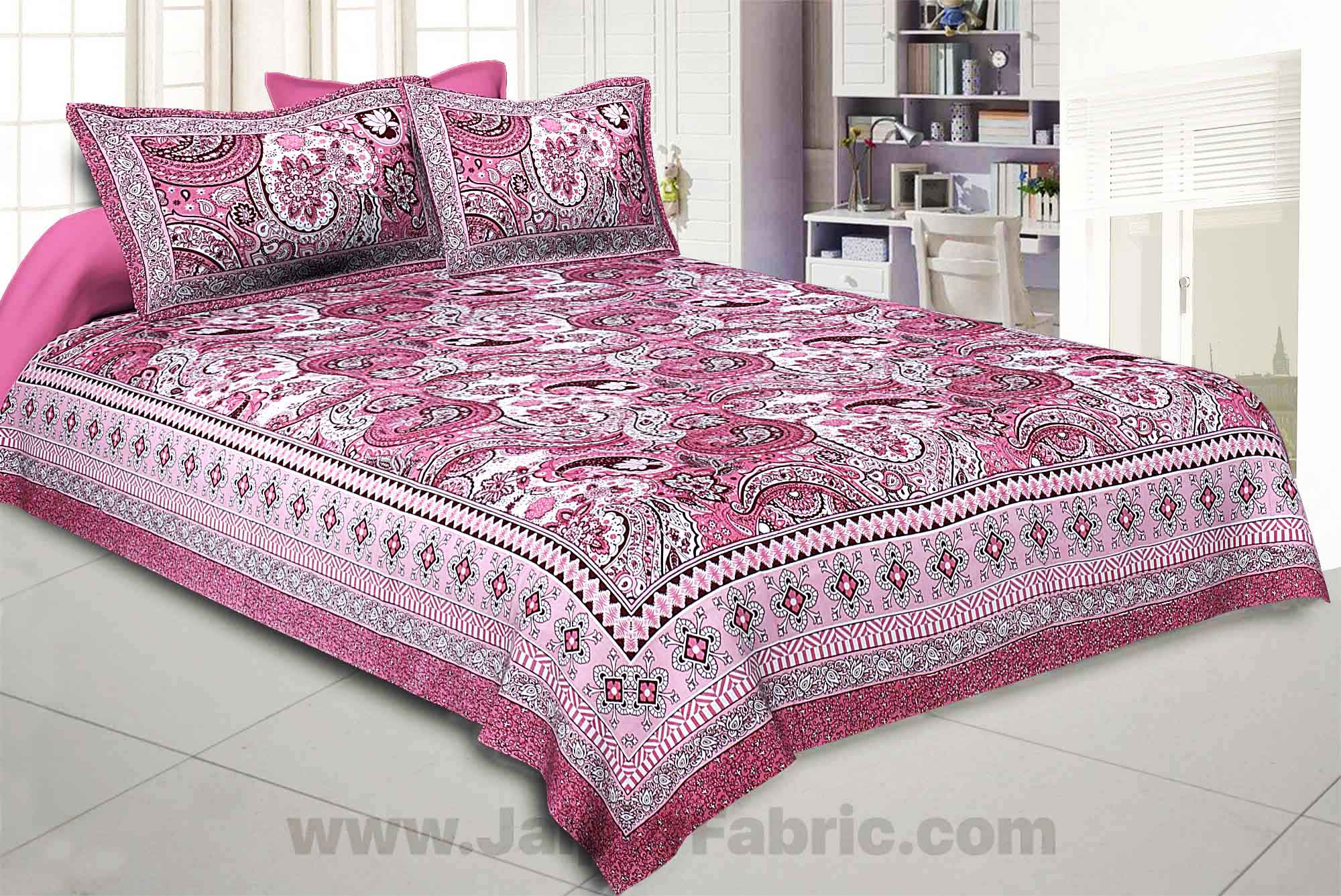 Floral Ripples Pink Double Bedsheet