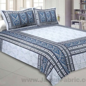 Artistic Quadrangle Blue Double Bedsheet