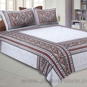 Artistic Quadrangle Brown Double Bedsheet