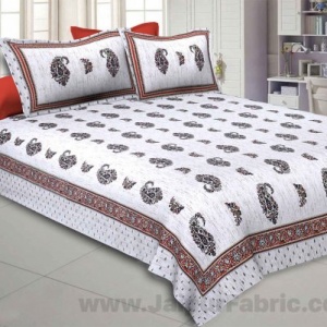 Marble Italica Red White Double Bedsheet