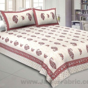 Marble Italica Maroon Cream Double Bedsheet
