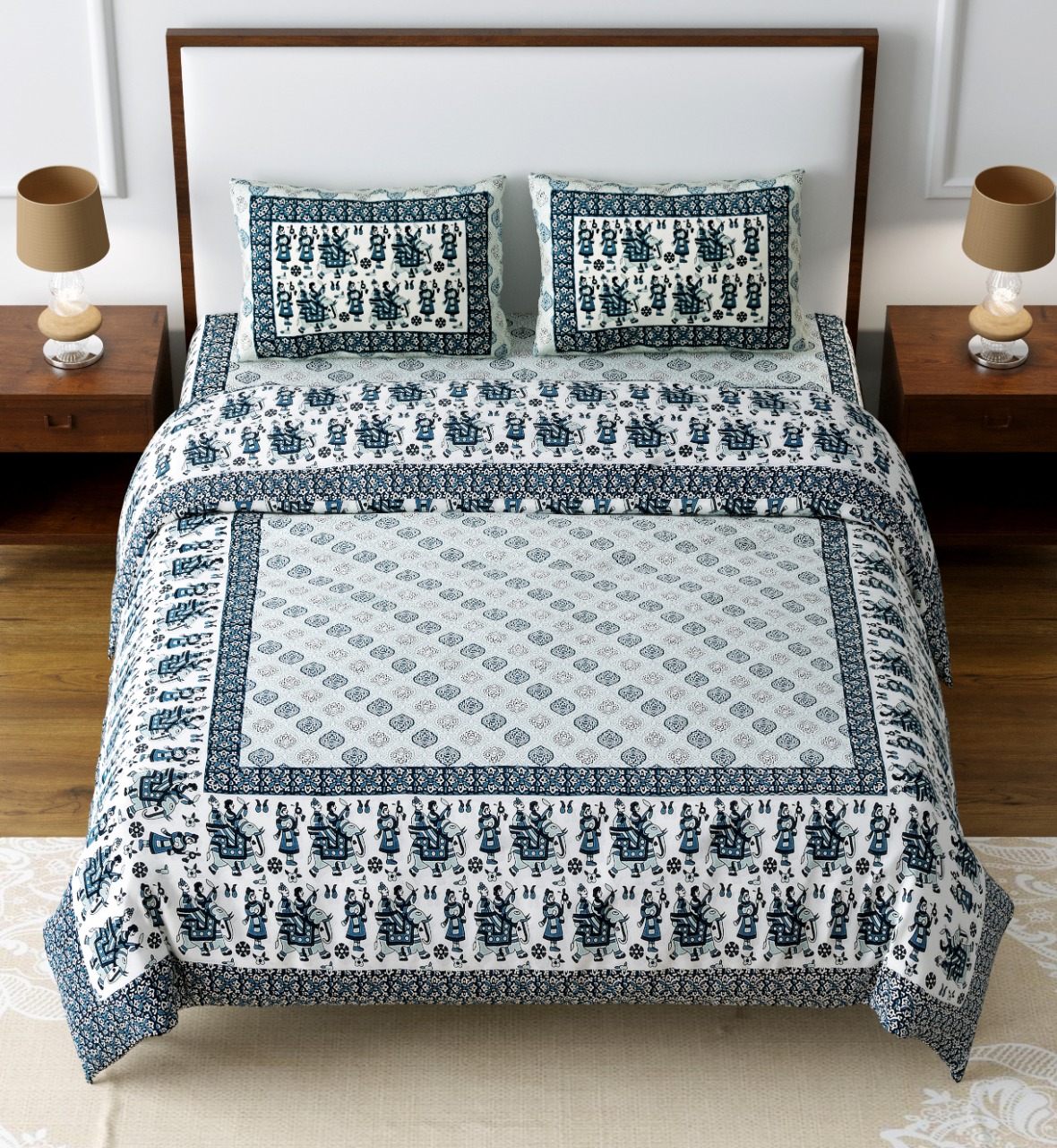 Royal Sawari Blue Double Bedsheet