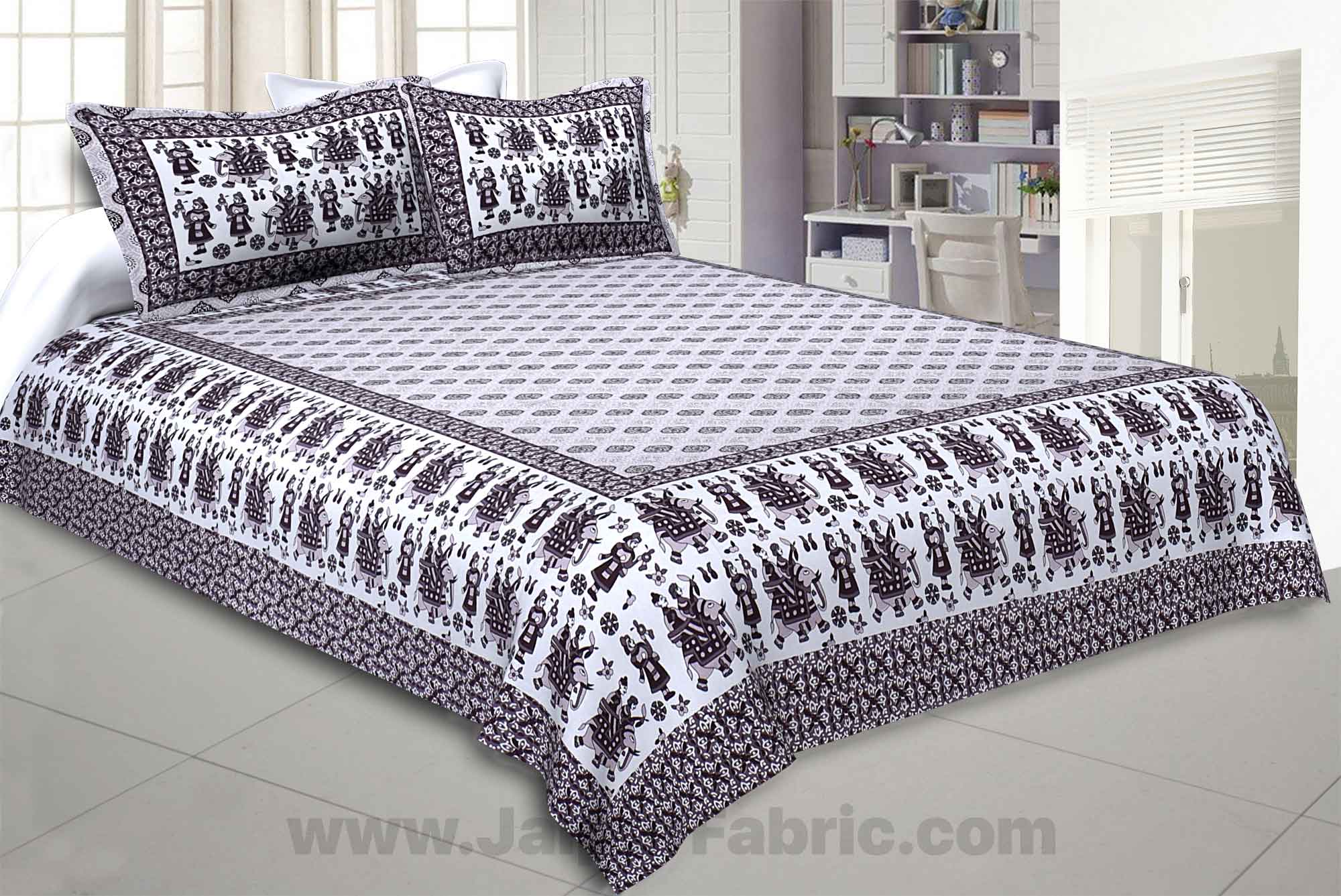 Royal Sawari Brown Double Bedsheet