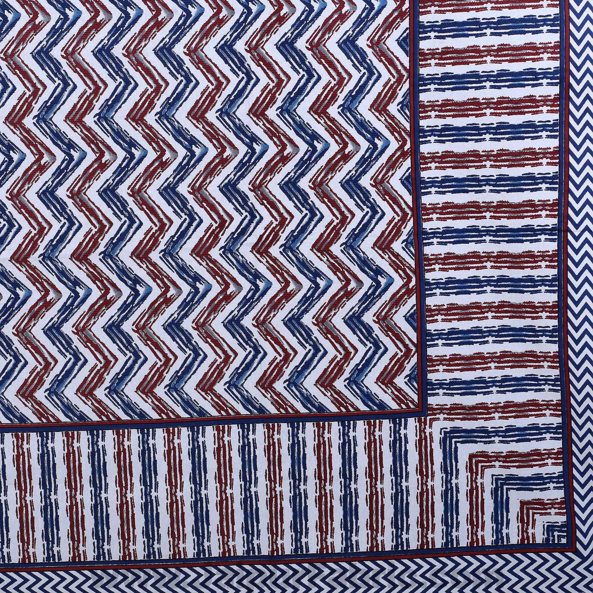 Zigzag Pulse Navy Blue Double Bedsheet