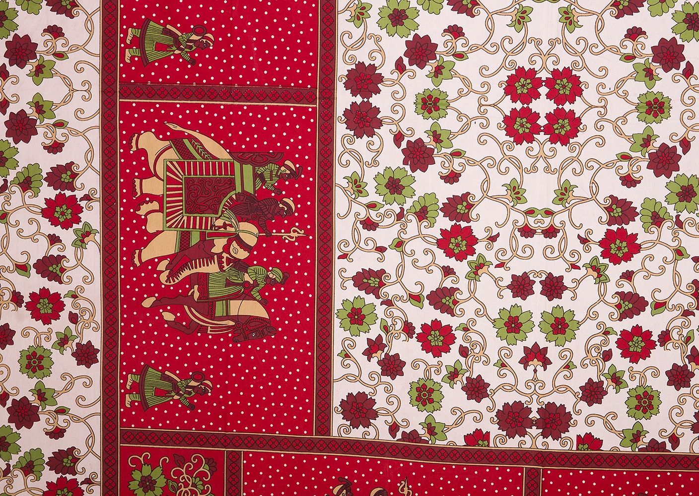Red border with barat pattern double bed sheet