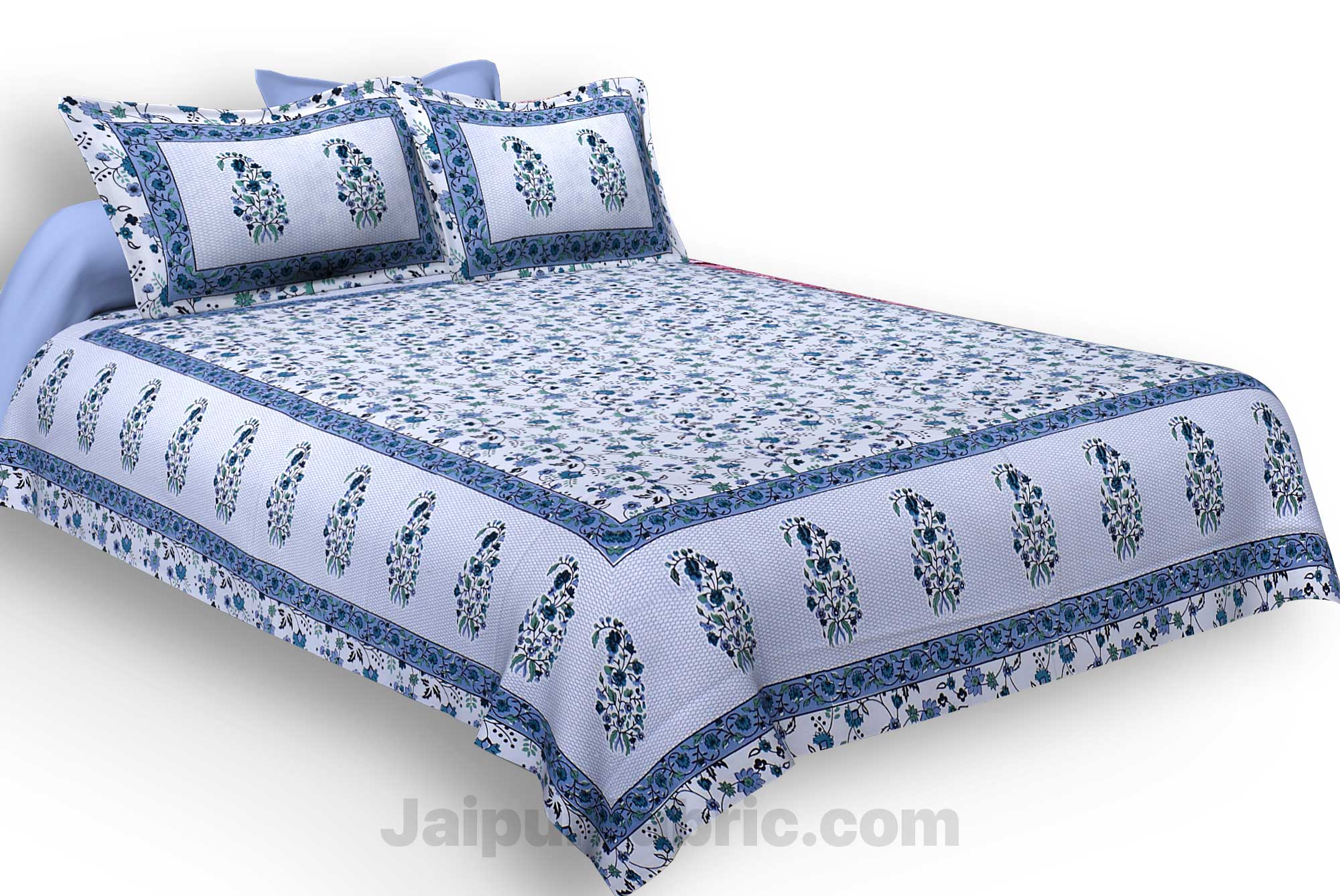 Marble Italica Blues White Double Bedsheet