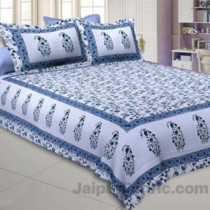 Marble Italica Blues White Double Bedsheet