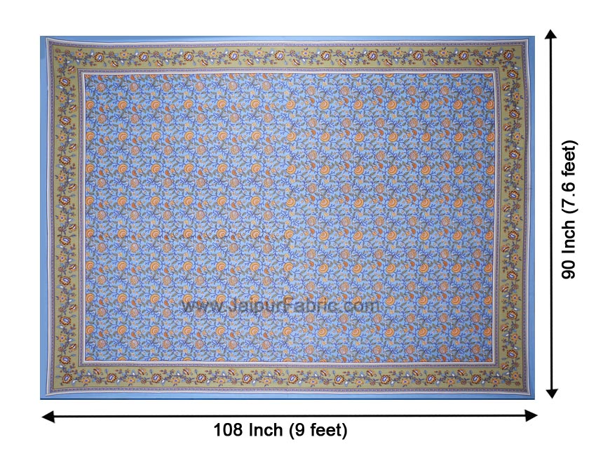 Blooming Blue Floral Double Bedsheet
