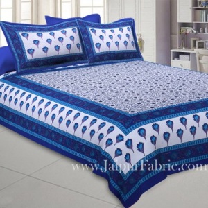Double Bedsheet Blue Tulip With Two Pillow Cover
