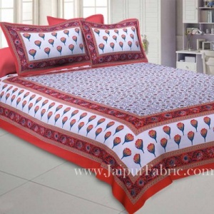 Double Bedsheet Pink Tulip With Two Pillow Cover