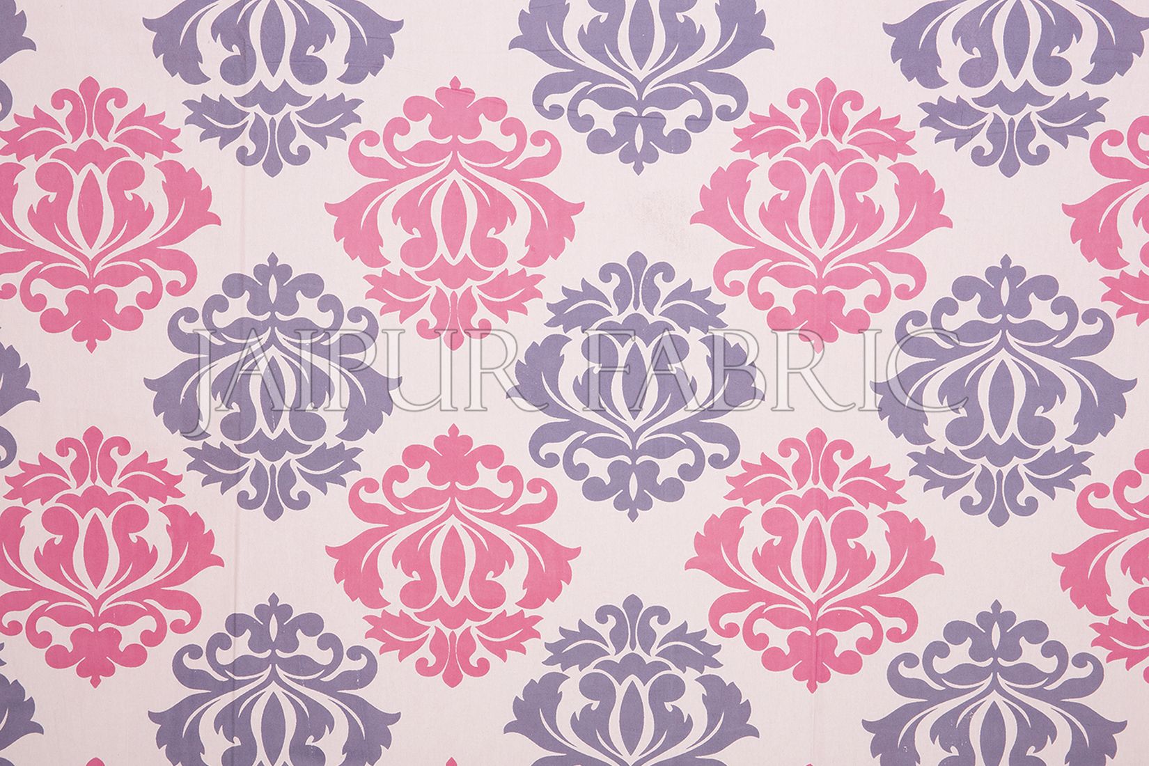 Pink Border Floral Pattern Screen Print Cotton Double Bed Sheet