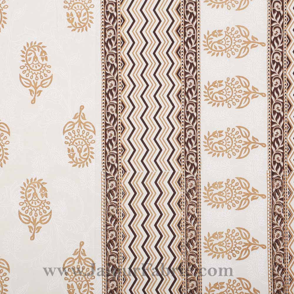 Peaceful Cream Double Bedsheet with Gold Work