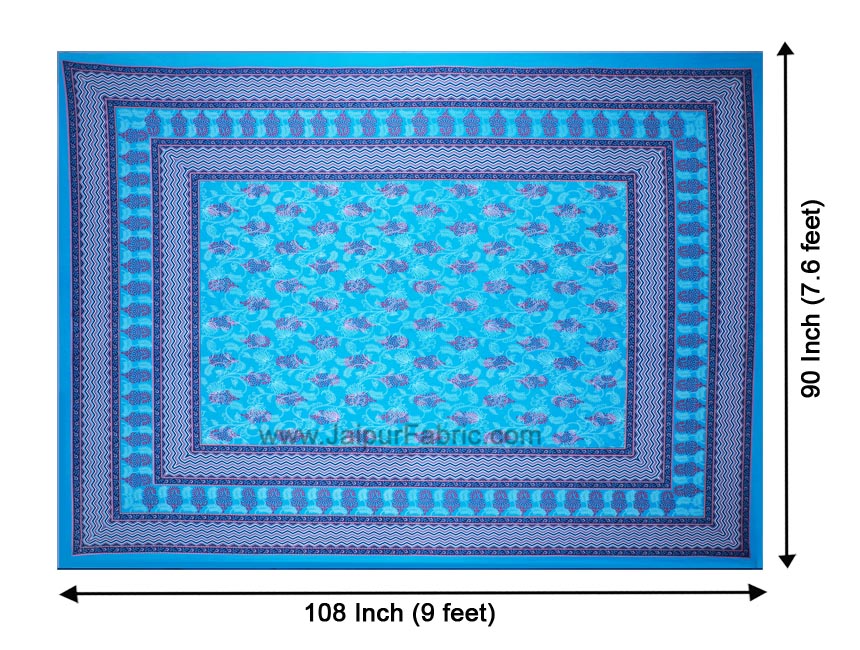 Vibrant Blue Floral Double Bedsheet