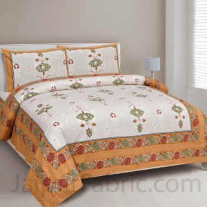 Carnations Yellow Floral Pure Cotton Double Bedsheet