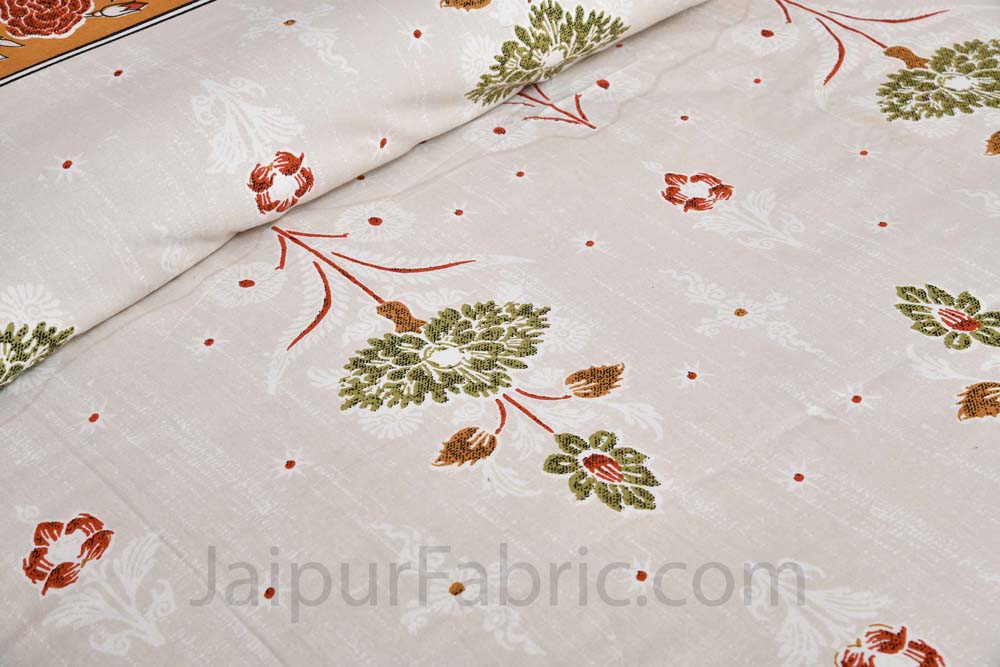 Carnations Yellow Floral Pure Cotton Double Bedsheet