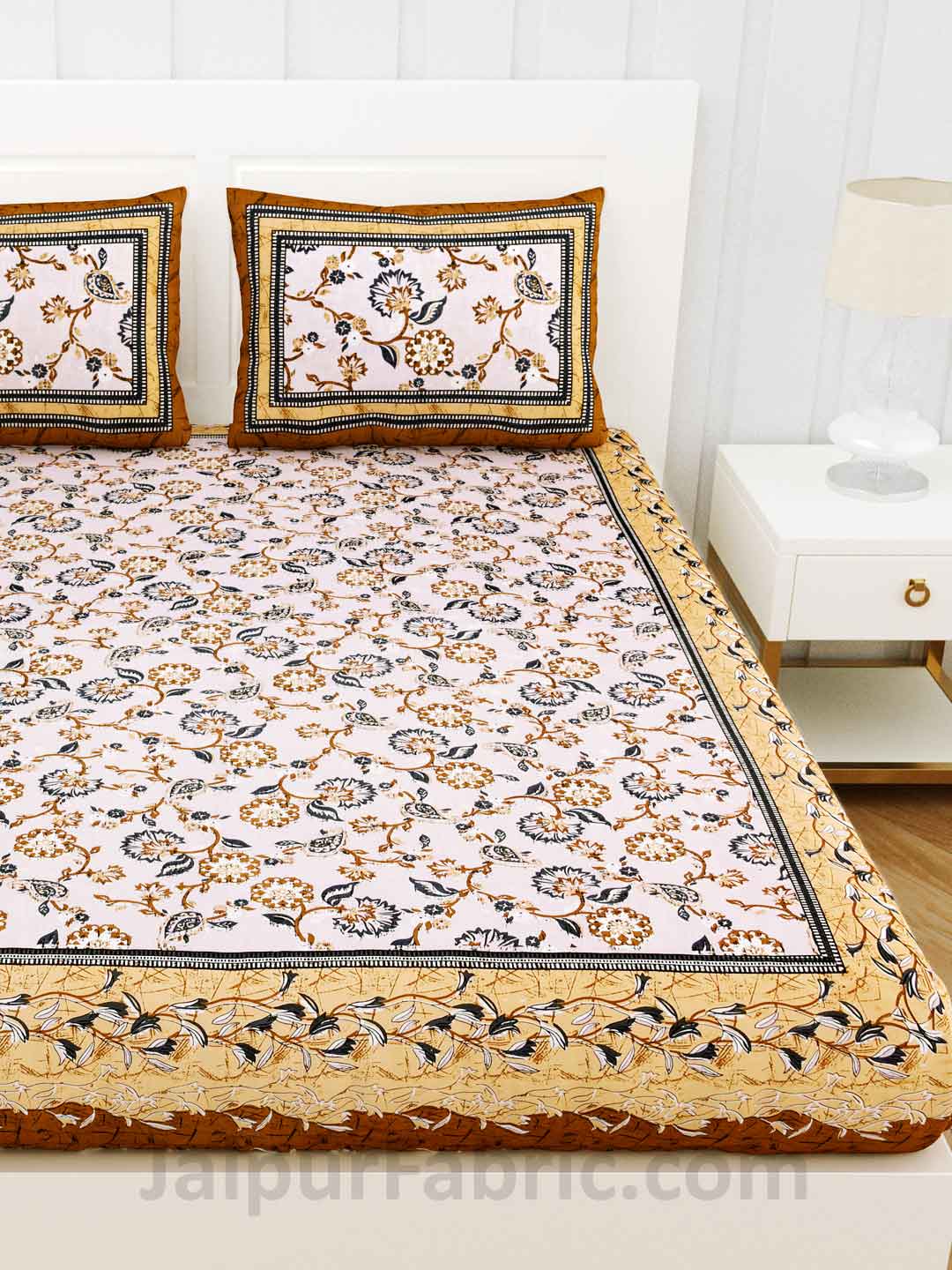 Royal Heritage MustardSky Pure Cotton Double Bedsheet