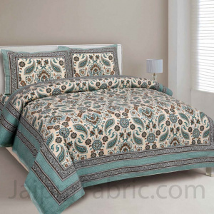 Traditional Retro SeaBlue Pure cotton Double Bedsheet