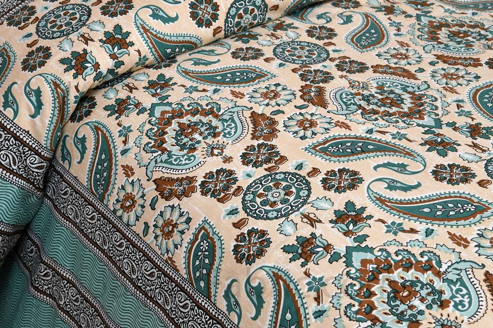 Traditional Retro SeaBlue Pure cotton Double Bedsheet