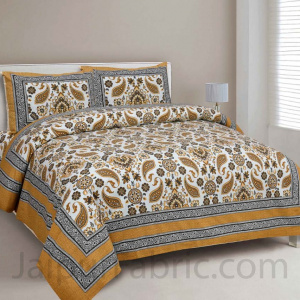 Traditional Retro Mustard Pure cotton Double Bedsheet