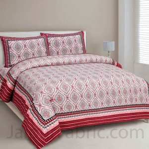 Mangal Jaal Pink Pure Cotton Double Bedsheet