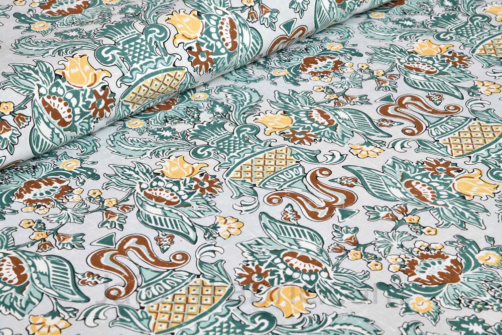 Artistic Culture Green Pure Cotton Double Bedsheet