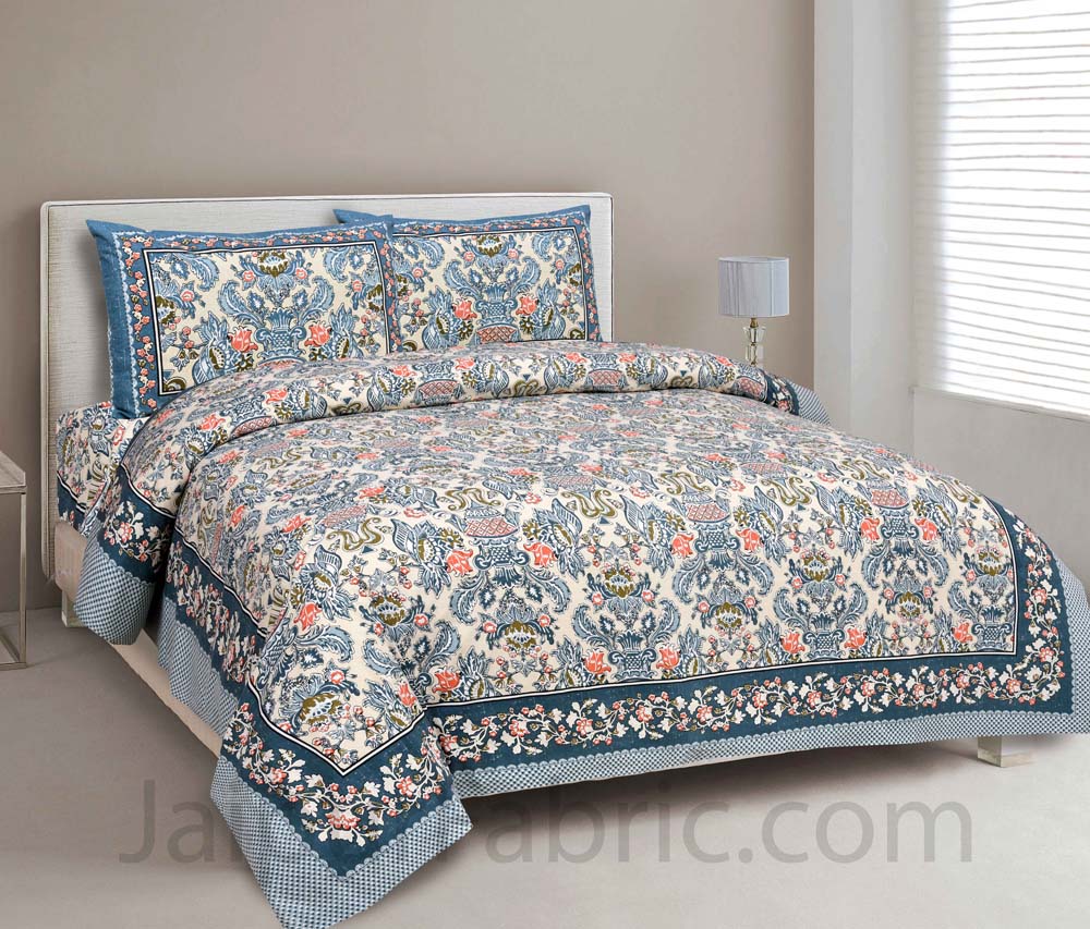 Artistic Culture Blue Pure Cotton Double Bedsheet