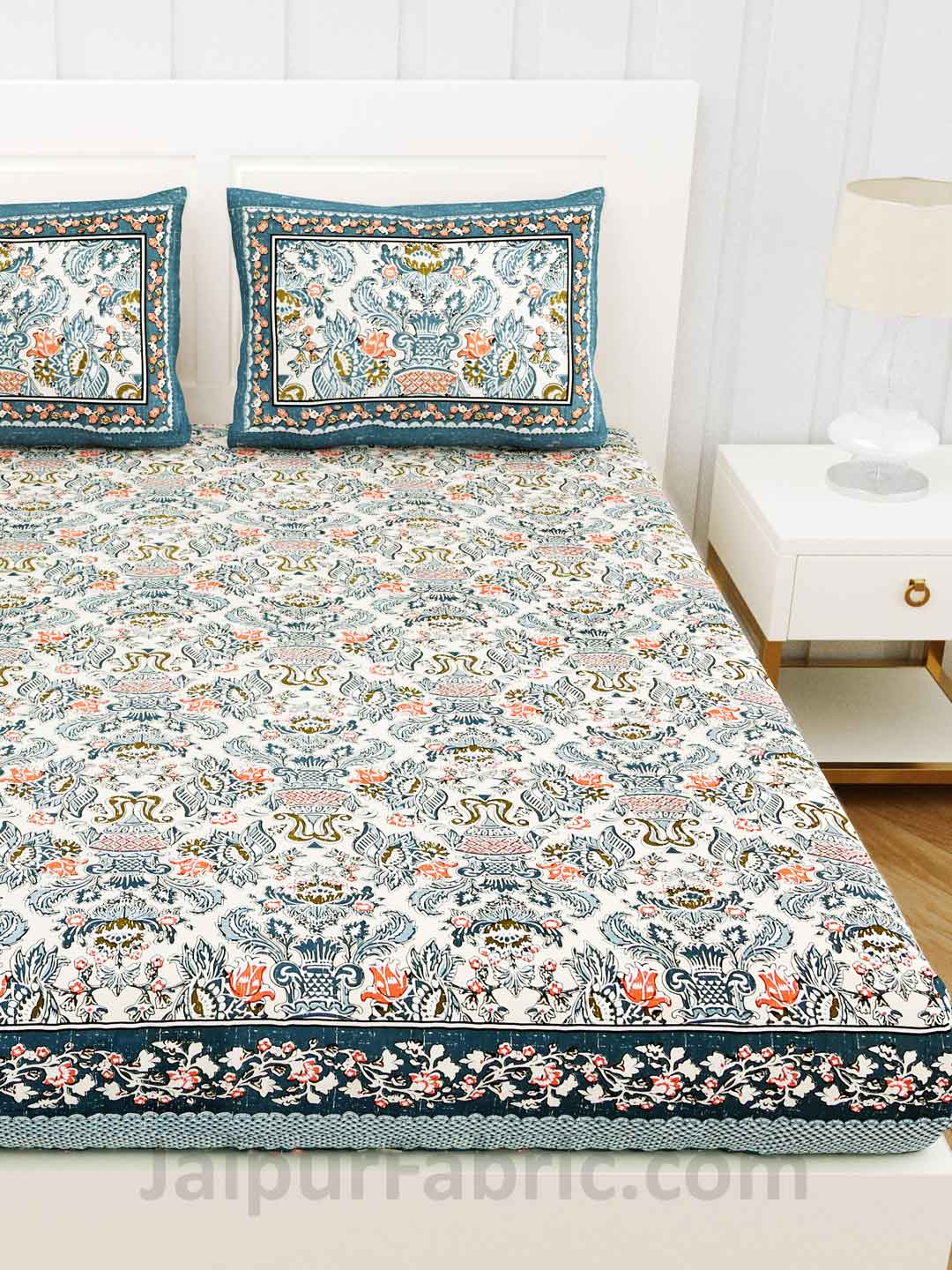 Artistic Culture Blue Pure Cotton Double Bedsheet