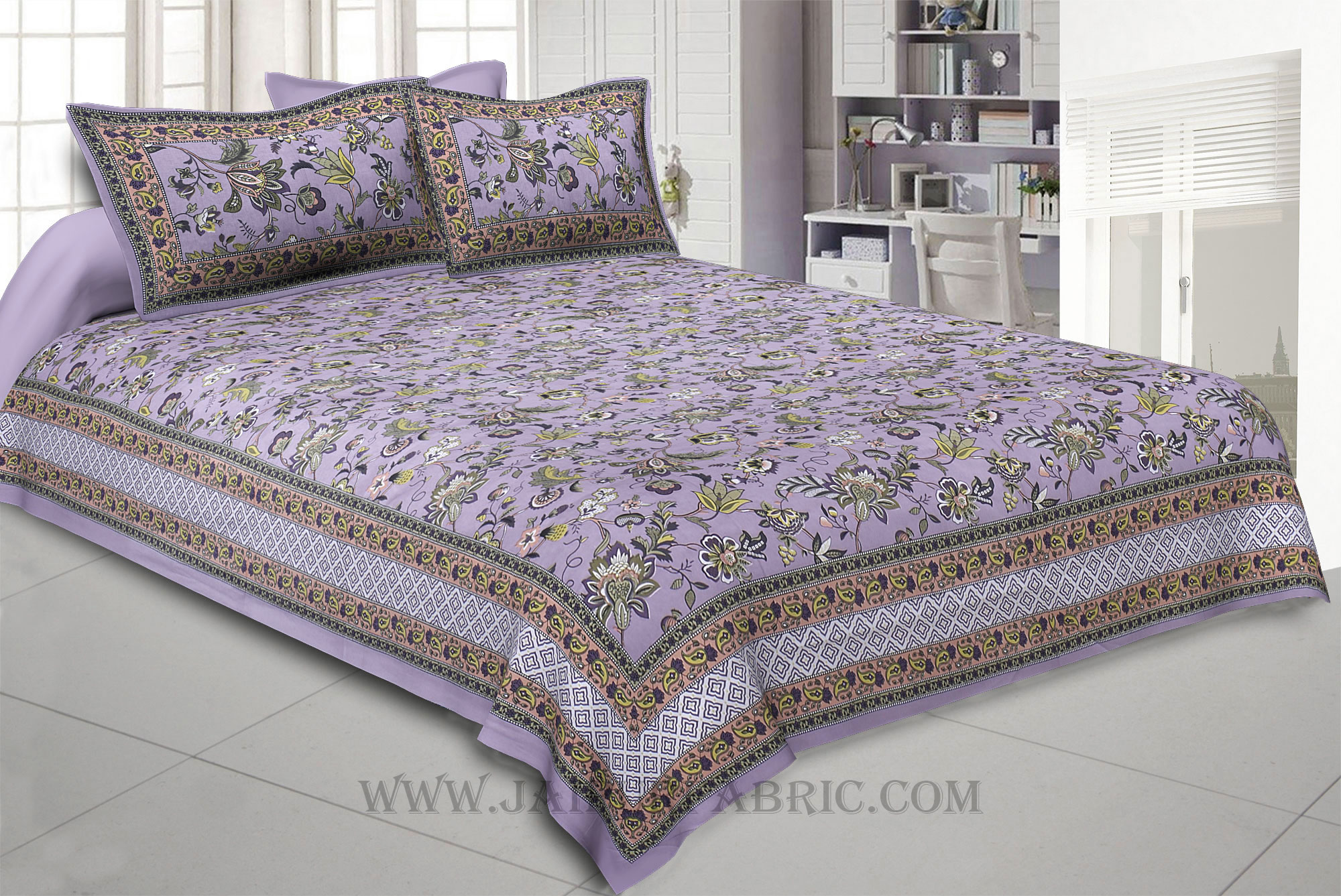 Panoramic Vista Pastel Purple Double Bedsheet