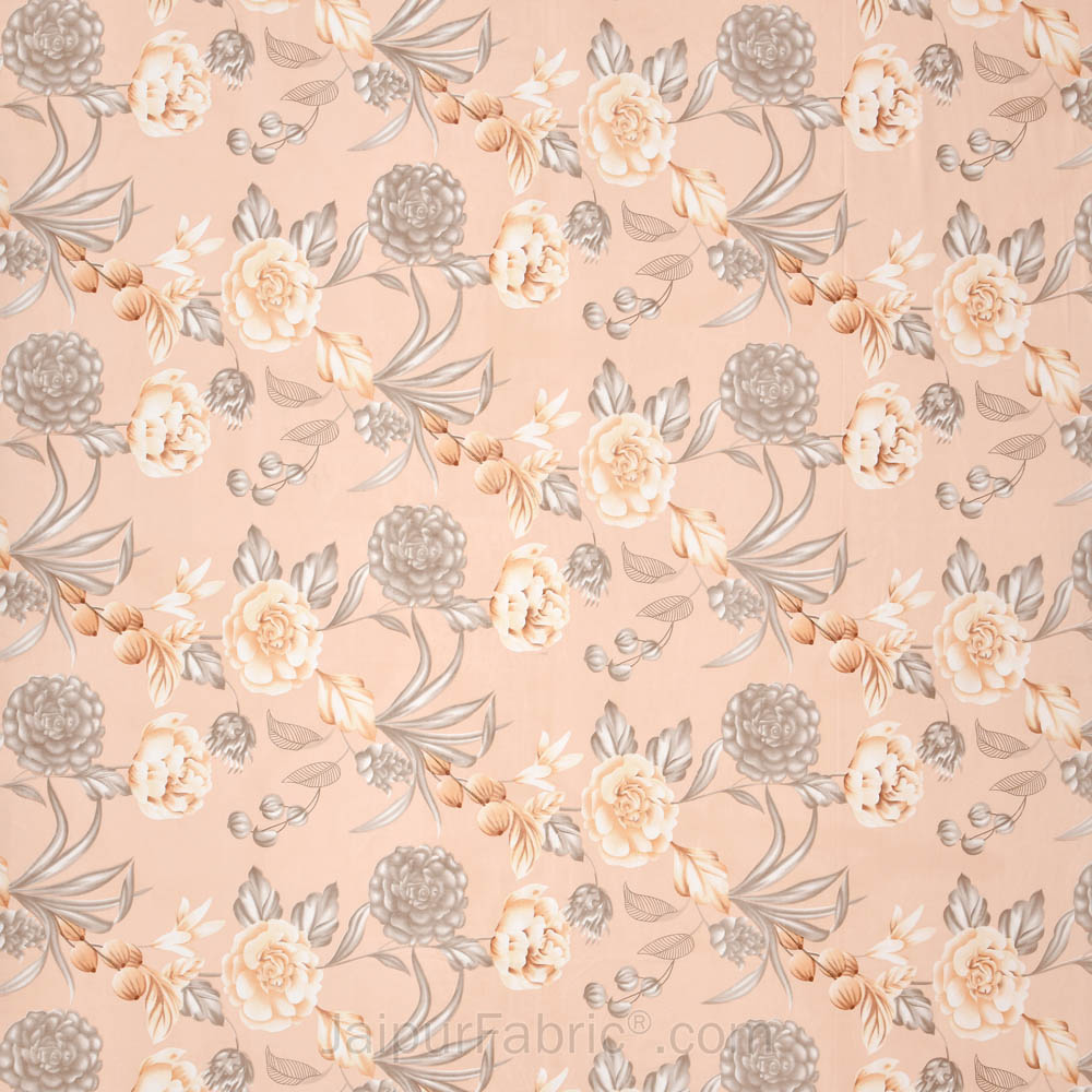 Pretty Peach Floral Poly Cotton Double BedSheet