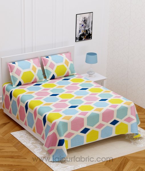 Triangle Design Cream Super-soft Double bedsheet