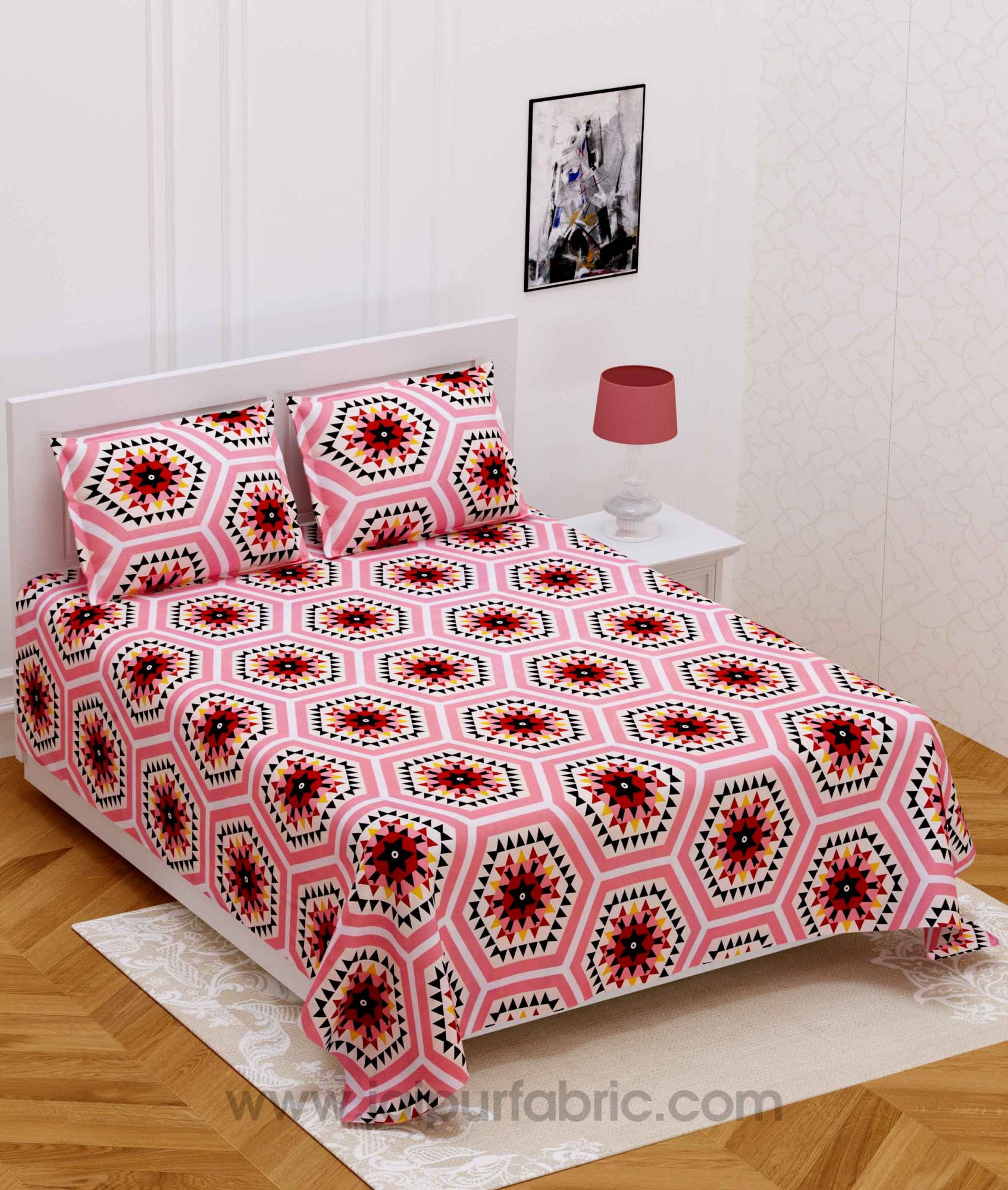 Navy Rangoli Multicolored Design Super-soft Double Bedsheet