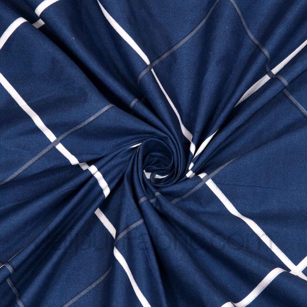 Navy Blue Lining Super Soft Double Bedsheet
