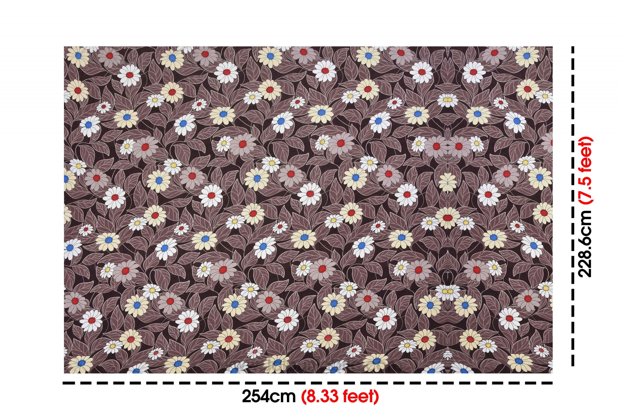 Chocolate Brown Multi Floral Super Soft Double Bedsheet