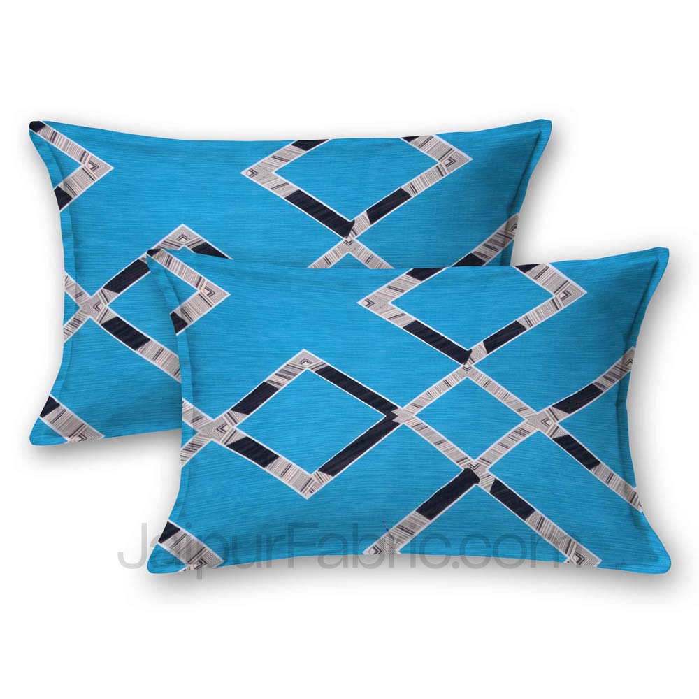 Teal Blue Rectangle Super Soft Double Bedsheet