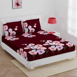 Purple Floral Super Soft Double Bedsheet